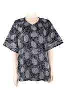 Blouse-tunique batik- V collar- black & white