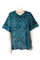 Blouse-tunique batik- V collar- blue