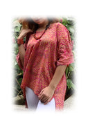 Blouse-tunique batik- V collar- pink