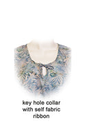 Short top kaftan style cotton batik -collar key hole details 
