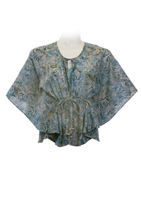 Short top kaftan style cotton batik -big flowers print
