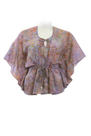 Short top kaftan style cotton batik -lilac print
