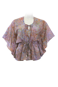 Short top kaftan style cotton batik -lilac print
