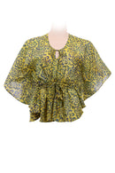 Short top kaftan style cotton batik -yellow print
