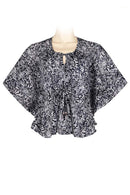 Short top kaftan style cotton batik -black & white print
