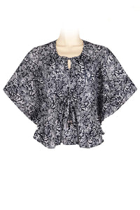 Short top kaftan style cotton batik -black & white print
