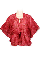 Short top kaftan style cotton batik -red print
