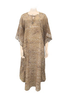 Long kaftan printed batik by hand -keyhole collar