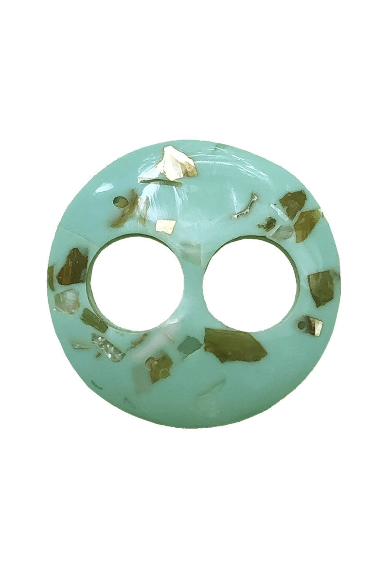 Light turquoise round shape sarong buckle made of resin