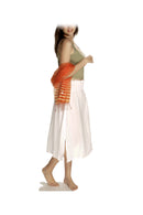White skirt 3/4 length -cotton crinkled