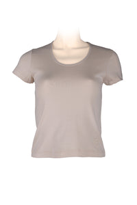 U-neck cap sleeve knit beige
