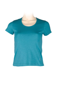 U-neck cap sleeve knit turquoise