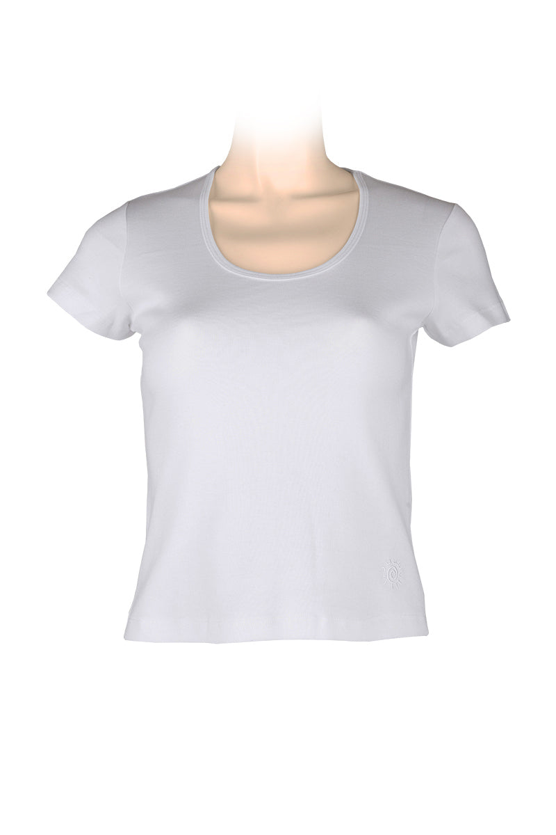 U-neck cap sleeve knit white