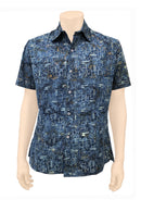 Short sleeve shirt batik- blue squares