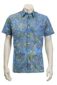 Foliage style batik print short sleeve shirt