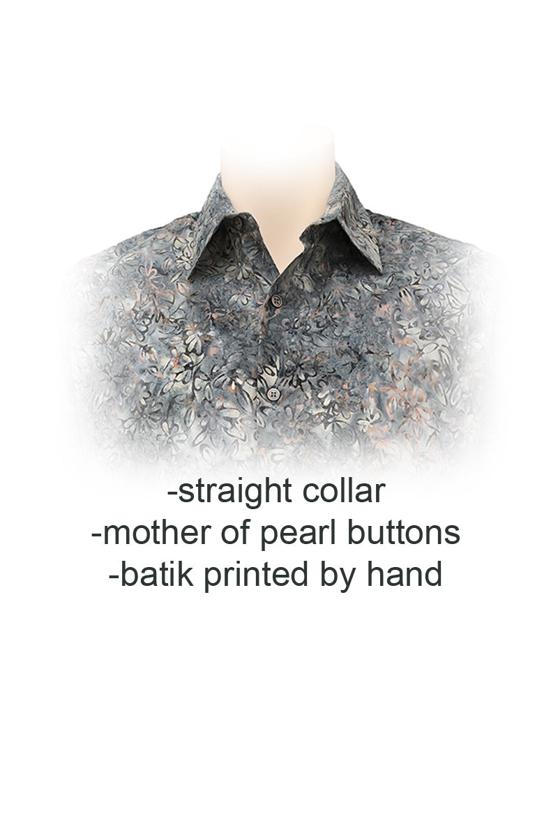 Short sleeve shirt batik-  100% pure cotton -collar detail