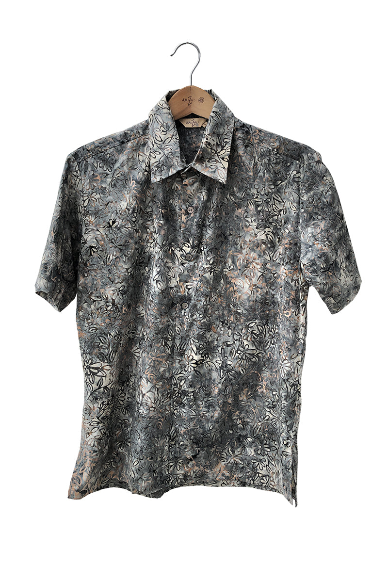 Short sleeve shirt batik-  100% pure cotton - straight collar - slim fit