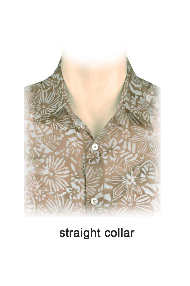 Batik printed long sl shirt -collar detail