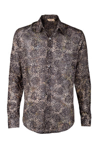 Batik printed long sl shirt -pure cotton