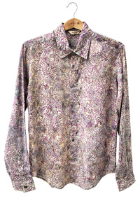 Shirt long sleeve batik print --purple flowers