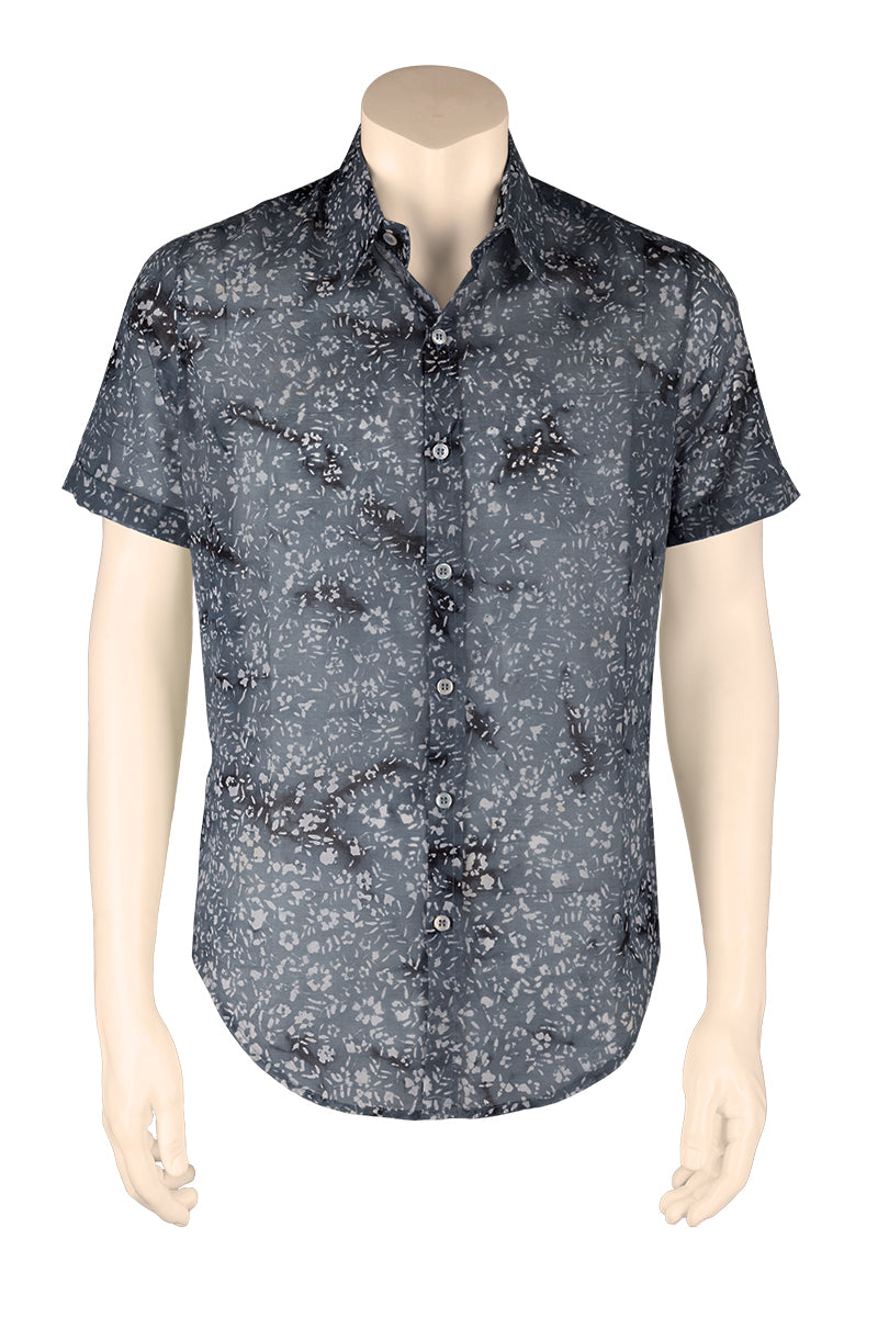 Short Sleeve Batik Shirt Flowers