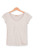 Tee V neck cap sleeve 100% cotton- front
