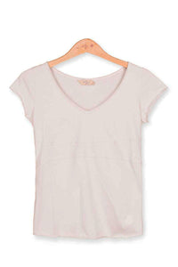 Tee V neck cap sleeve 100% cotton- front