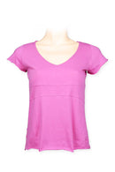 Tee V neck cap sleeve 100% cotton- pink