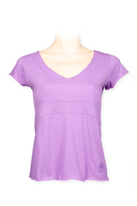 Tee V neck cap sleeve 100% cotton-lilac