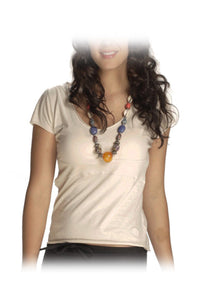 Tee V neck cap sleeve 100% cotton- knit