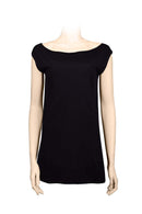 Fancy sleeveless Tee - hip long- black