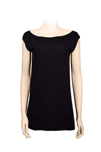 Fancy sleeveless Tee - hip long- black