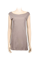 Fancy sleeveless Tee - hip long- latte color