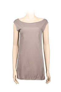 Fancy sleeveless Tee - hip long- latte color