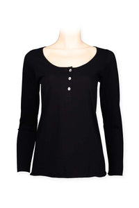 Scoop neck long sleeve Tee cotton jersey