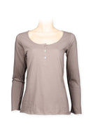 Scoop neck long sleeve Tee cotton knit jersey