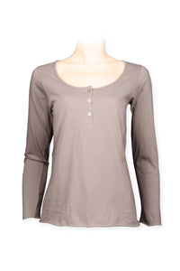 Scoop neck long sleeve Tee cotton knit jersey