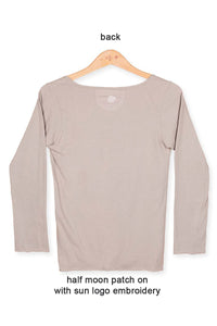 Scoop neck long sleeve Tee cotton- back