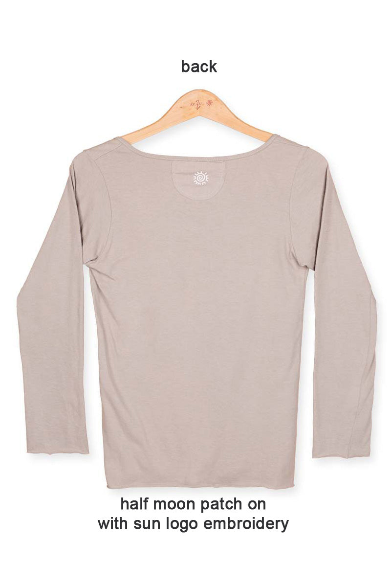 Scoop neck long sleeve Tee cotton- back