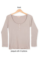 Scoop neck long sleeve Tee cotton- front