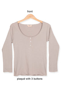 Scoop neck long sleeve Tee cotton- front