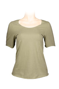 Tee Lady's - cotton spandex extra soft- round collar-khaki green