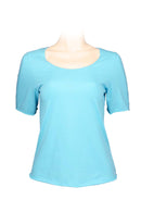 Tee Lady's - cotton spandex extra soft- round collar- light turquoise