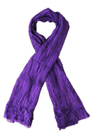 Plissé Silk Scarf with Patch on Roses -Purple