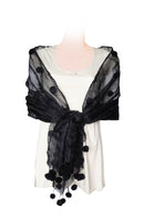 W-941C Stole organza with pompons