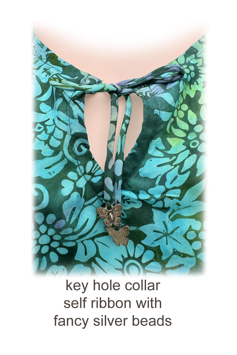 Batik Kaftan Silk Butterfly -collar details 