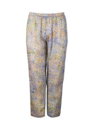 Patterned mosaic batik pants on a white background