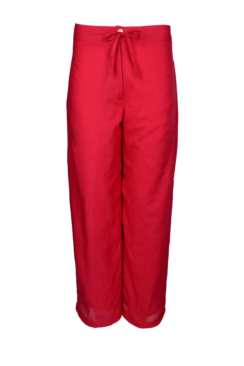 straight cut cotton pants, red pants, red trousers