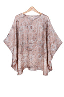Kaftan top silk habotai printed batik -big flower design