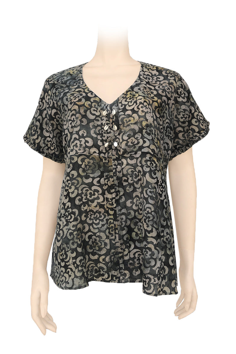 V-Neck Short Sl Blouse